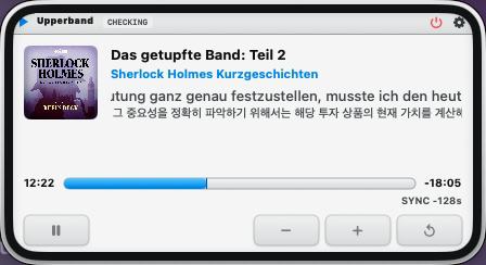 Upperband iPod player showing synchronized German and Korean captions